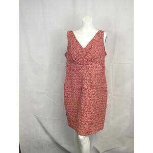 [330] Lafayette 148 New York Dress S16 Red Tweed V Neck Sheath Lined Work Office